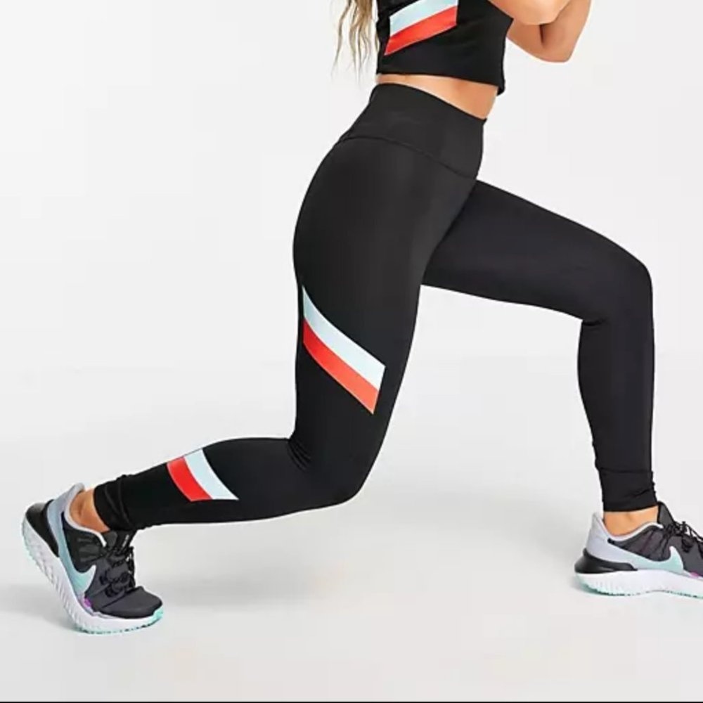 Nike One Mid-Rise 7/8 Color-Block Stripe Leggings XXL EUC